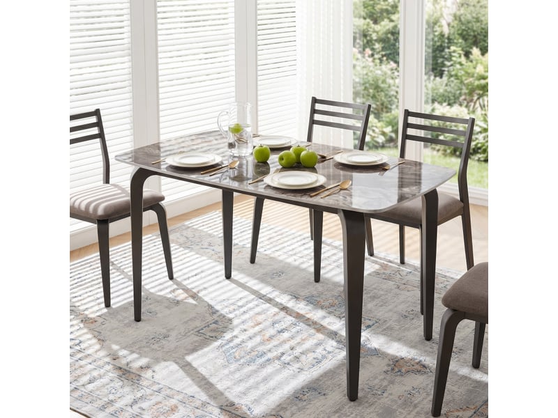 Celveraen table à manger pierre frittée 130 cm brun noir - Conforama B