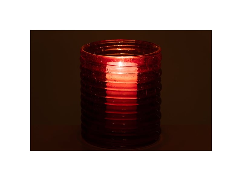  Photophore côtelé en verre magnus 21cm rouge  - Conforama D