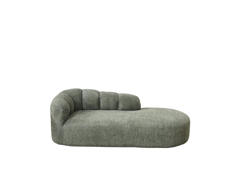  Fauteuil 1 place - 204x87x66 cm - canapé méridienne tissu chenille avec dossier vague - vert sage  - Conforama A
