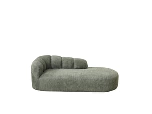 Fauteuil 1 place - 204x87x66 cm - canapé méridienne tissu chenille avec dossier vague - vert sage