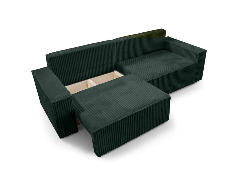 Farah - canapé droit 3 places convertible en velours cotelé épais - Conforama D