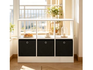 Bibliothèque cube, étagère de rangement sur pied, meuble salon et cuisine polyvalent chêne clair noir