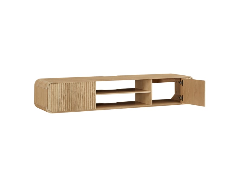  Meuble tv mural modenvie 160 x 38 x 30 cm avec rangement ouvert et passage de câbles naturel  - Conforama A