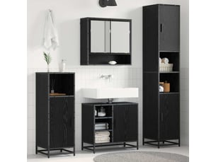 Ensemble de mobilier de salle de bain 3 pièces chêne noir cf64459