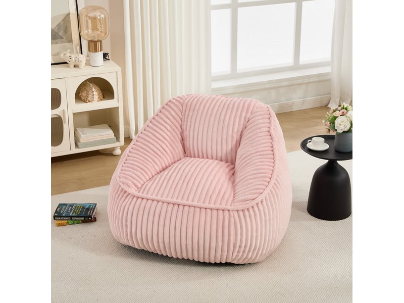  Fauteuil poire modenvie en chenille rose à mousse à mémoire de forme 98 x 92 x 73 cm  - Conforama D