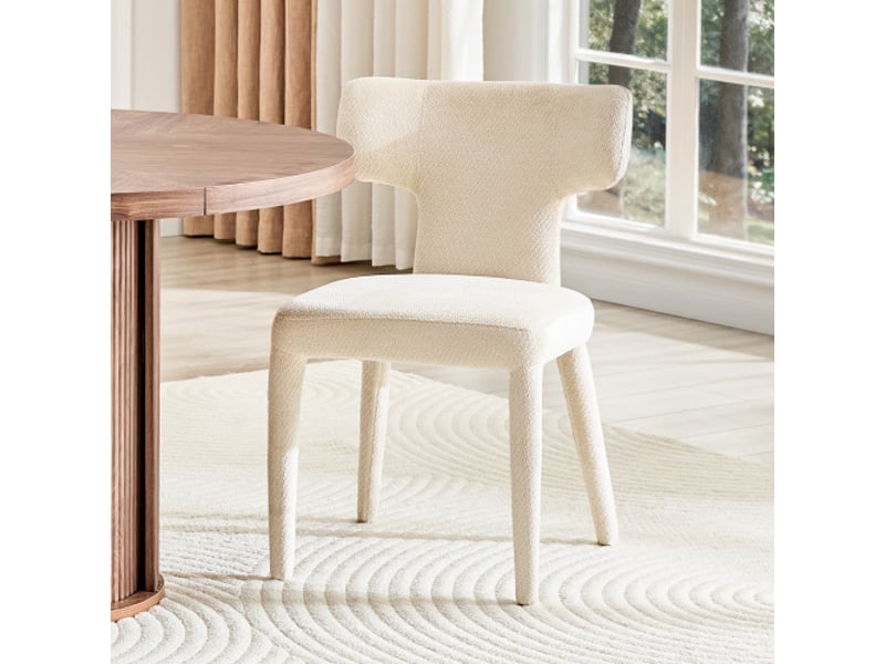  2 chaises de salle à manger modernes, dossier en t, assises rembourrées en tissu, cadre métal à 4 pieds – saloncuisine  - Conforama D