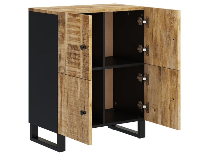  Buffet salon, buffet de rangement avec 4 portes 60x33x75 cm bois massif de manguier  - Conforama D