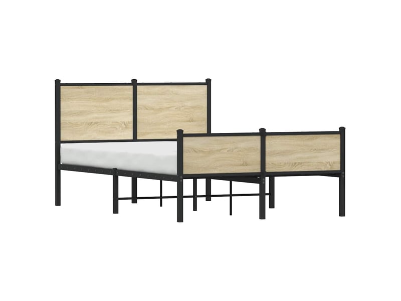  Lit double- lit adulte -  cadre de lit en métal sans matelas chêne sonoma 120x190 cm  - Conforama C