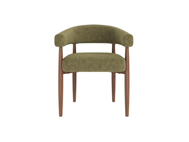  Lot de 6 chaises de salle à manger avec accoudoirs en chenille vert olive, 60x59x75 cm  - Conforama D