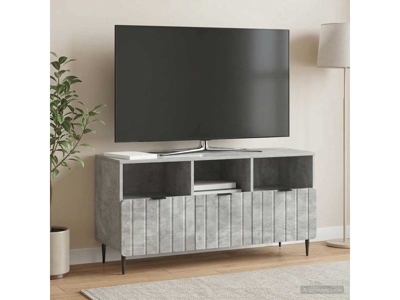  Meuble tv - banc tv - meuble de rangement gris béton 102 x 34,5 x 50 cm bois d'ingénierie  - Conforama B