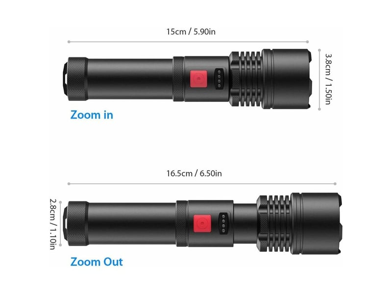  Lampe de poche led rechargeable 3000 lumens, lampe de torche zoomable, torche étanche extérieur (batterie rechargeable intégrée)  - Conforama C
