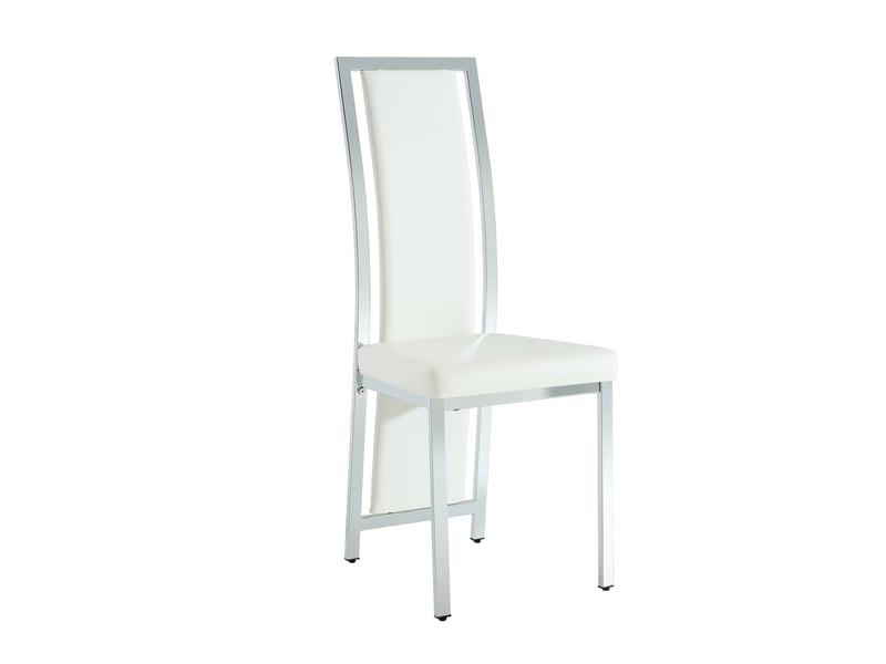 Lot de 2 chaises de salle à manger 44x42,7x109 cm – blanc et argenté – dossier haut rembourré 6 cm en pu - Conforama A