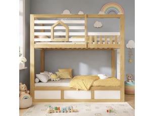 Lit superposé 90x200 cm <strong>OKMYHOME</strong> <strong></strong> coloris naturel