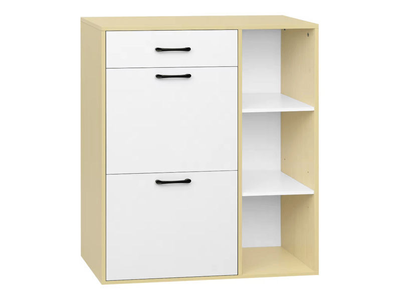 Meuble à chaussures 3-en-1 80x30x90 cm mdf bois métal blanc  - Conforama A