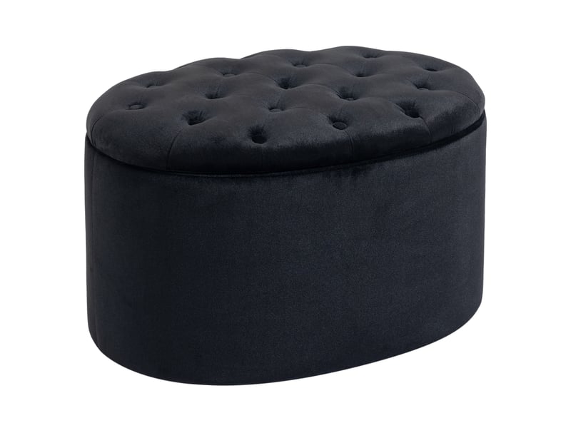  Banc de rangement tcqpz ovale noir 71 x 52 x 42 cm polyester aspect velours  - Conforama A