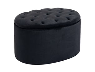 Banc de rangement tcqpz ovale noir 71 x 52 x 42 cm polyester aspect velours