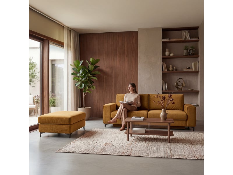  Pouf fiesole en velours terracota 3CA52.PI.0P.21 - Conforama E