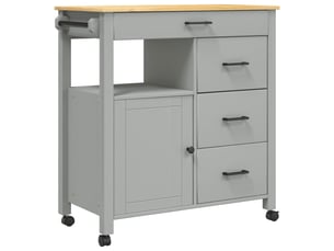 Desserte de cuisine, chariot de rangement 84x40x88,5 cm gris bois massif de pin shl97410
