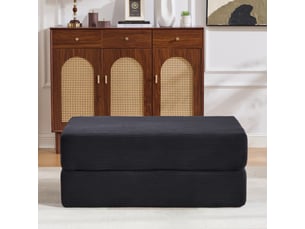 Pouf convertible en velours côtelé, fauteuil pliable modulable, assise mousse confortable