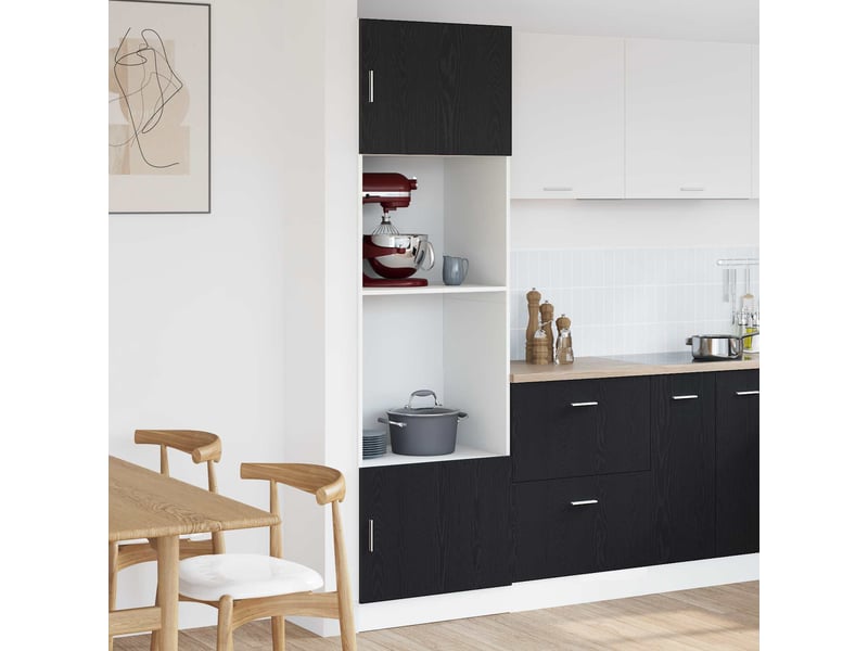  Meuble de rangement cuisine, armoire suspendue chêne noir 60x57x207cm bois d'ingénierie  - Conforama B
