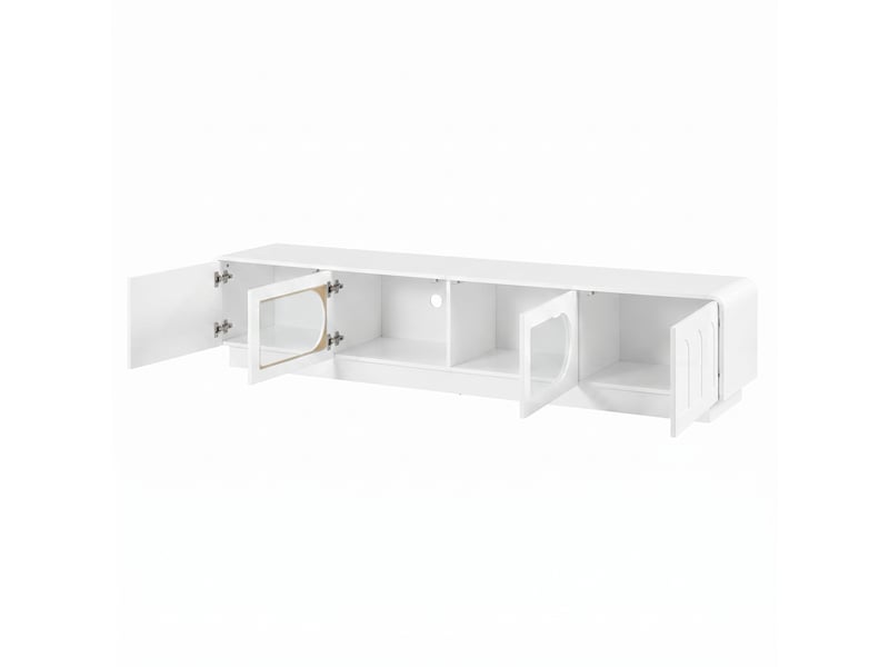 Meuble tv 4 portes éclairage led contrôlable par application blanc 200x40x42 cm GL6201W - Conforama B