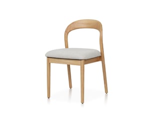 Lot de 2 chaises elena en bois d'hévéa et tissu chiné rembourré beige