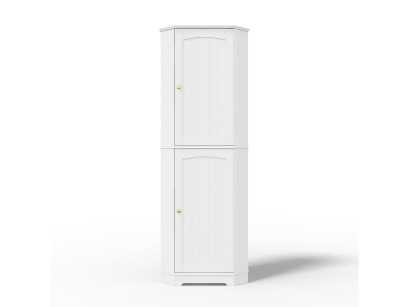  Armoire d'angle 42x42x166 cm avec 2 portes et étagères réglables blanc  - Conforama E