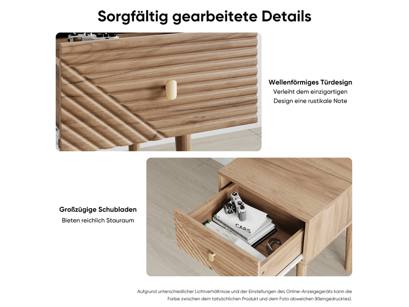  Table de chevet avec 2 tiroirs pour chambre en mdf 40×40×55 cm chêne  - Conforama D