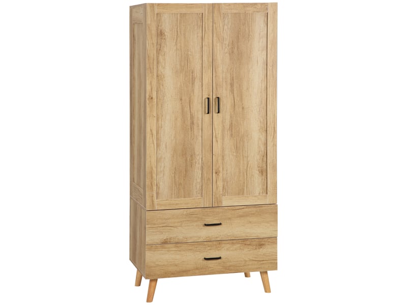  Armoire à vêtements armoire de rangement 2 portes et 2 tiroirs 80 x 54 x 180 cm - avec tringle  - Conforama B