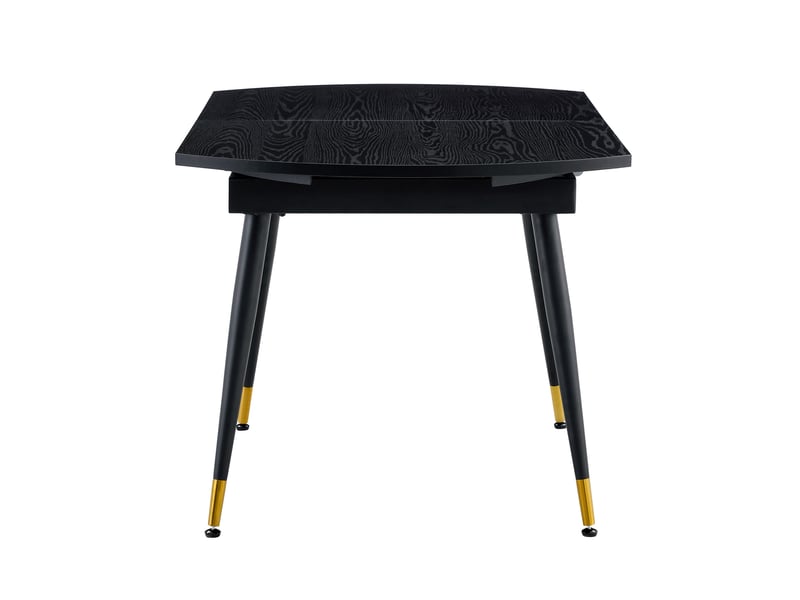  Table à rallonges, extensible, plateau en mdf rehaussé de touches dorées, noir  - Conforama R