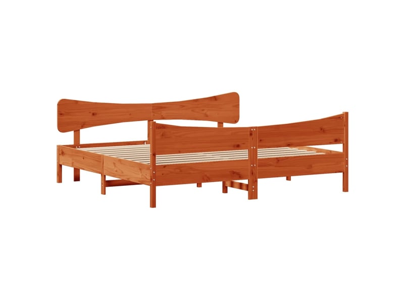  Lit double- lit adulte -  cadre de lit sans matelas  marron 180x200cm bois pin massif  - Conforama B