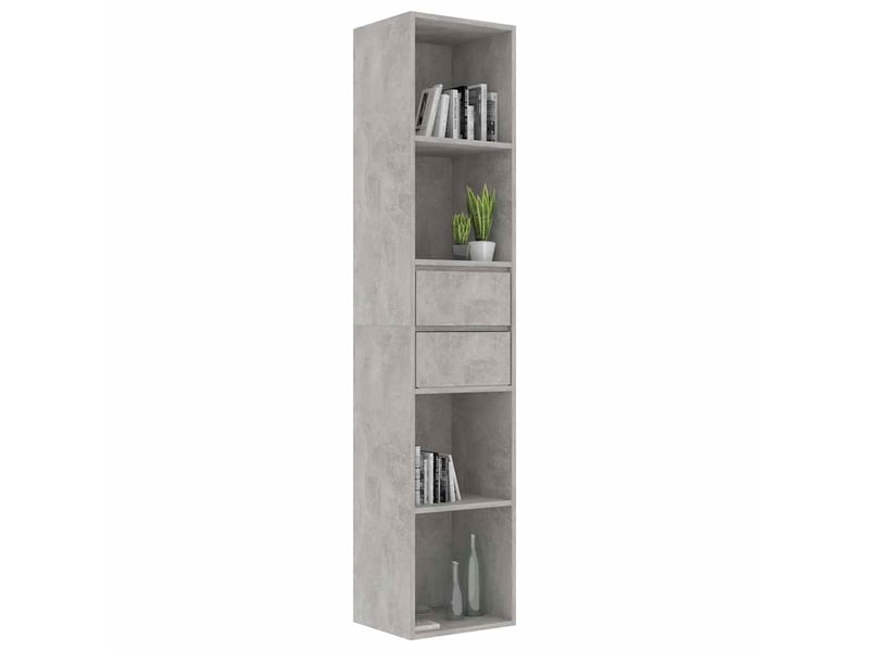  Bibliothèque, meuble de rangement salon gris béton 36x30x171 cm bois d'ingénierie  - Conforama C