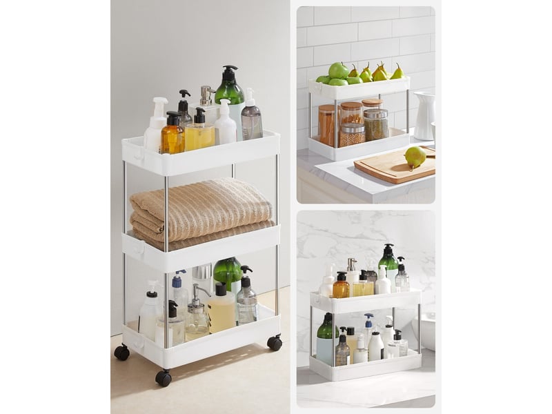  Chariot de rangement 3 niveaux avec roues, blanc  - Conforama D