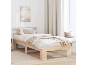 Lit adulte, lit simple, cadre de lit avec tête de lit naturel 90x190cm pin massif cf3212