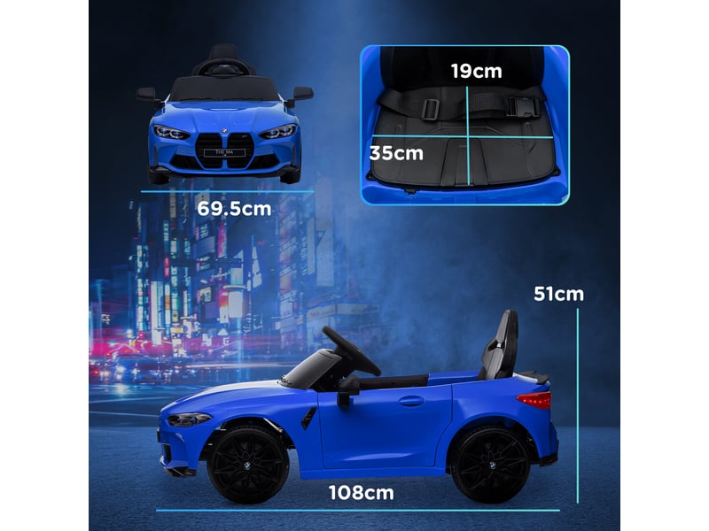  Bmw m4 sous licence, voiture électrique 12v pour enfants, double moteur, bleue  - Conforama E