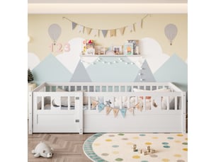 Lit simple 90x190 cm <strong>OKWISH</strong>  <strong></strong> coloris blanc