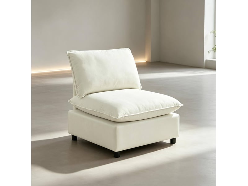  Fauteuil fixe modenvie 1 place en tissu crème 74 x 85 x 78 cm avec coussins épais  - Conforama D
