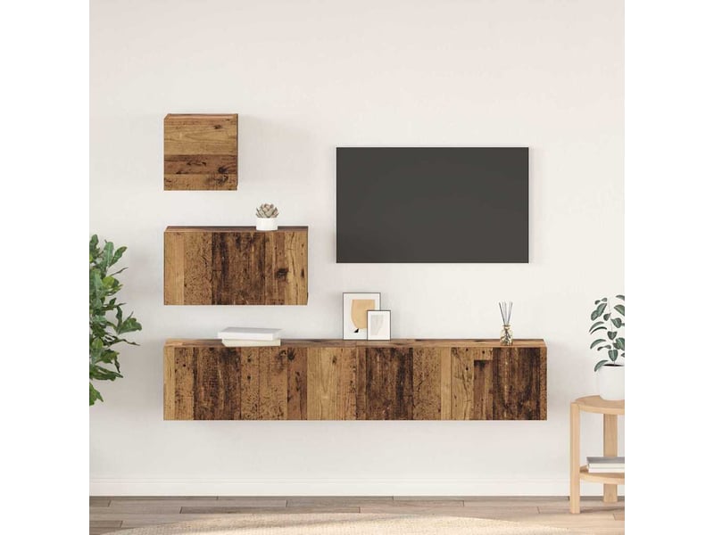  Ensemble meuble tv - banc tv - meuble de rangement 4 pcs bois ancien bois d'ingénierie  - Conforama B