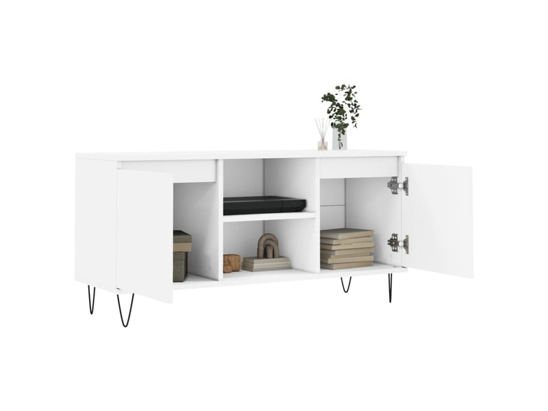  Meuble tv - banc tv - meuble de rangement blanc 104x35x50 cm bois d'ingénierie  - Conforama D