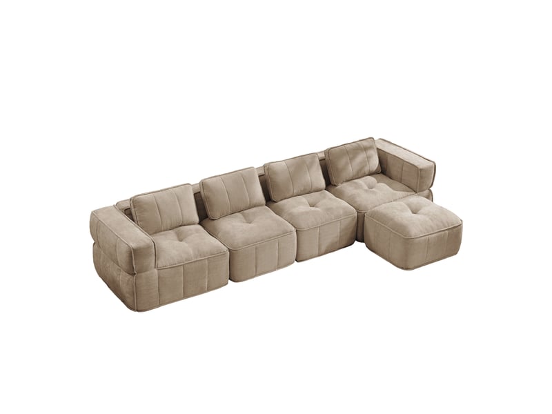 Canapé modulable, canapé 4 places, en tissu, avec pouf, pour salon, mobilier pour espace de vie, adapté à l'espace de vie - Conforama B