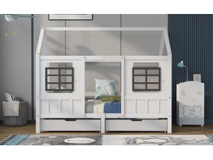 Lit cabane 90x200 cm <strong></strong>  <strong></strong> coloris blanc
