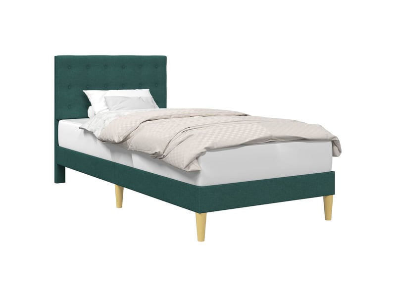  Lit simple- lit adulte -  cadre de lit avec tête de lit vert foncé 80 x 200 cm tissu  - Conforama A