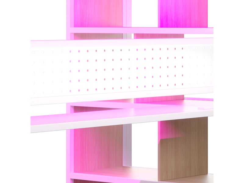 Lit mezzanine 90x200 avec rangement et led - lit enfant 1 place métal avec bureau, armoire, prises, design gain de place blanc - Conforama E