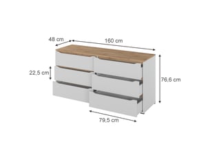 Commode 1 tiroir(s)    <strong>VICCO</strong> <strong></strong> coloris blanc largeur 160 cm