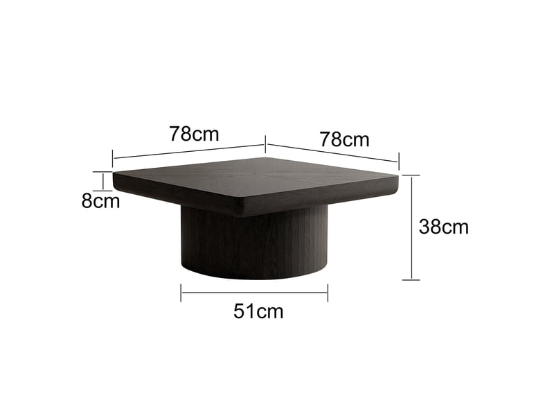  Table basse carrée en bois massif et mdf avec plateau parqueté épais pour salon noir  - Conforama D
