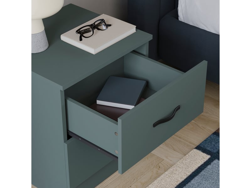  Table de chevet riano, commode de nuit, chambre, rangement, 47x40x36cm, vert, 2 tiroirs 3332037 - Conforama E