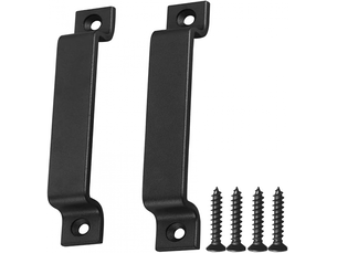 Jeu de 2 poignées de porte en acier noir massif, noires, pour porte de grange, vis incluses (160 mm)