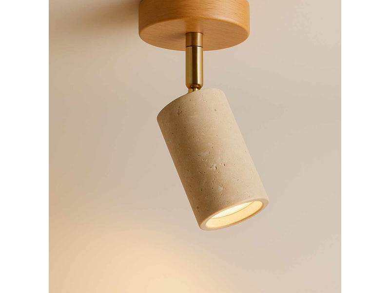  Plafonnier en bois et travertin nur - chêne  - Conforama E