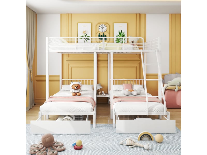  Lit superposé adulte 140x200, convertibles multifonction sécurisé gain d'espace lit superposé  - Conforama B
