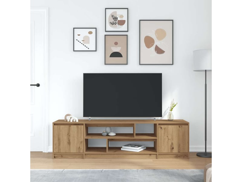  Meuble tv - banc tv - meuble de rangement chêne artisanal 188,5x41x50 cm bois d'ingénierie  - Conforama C